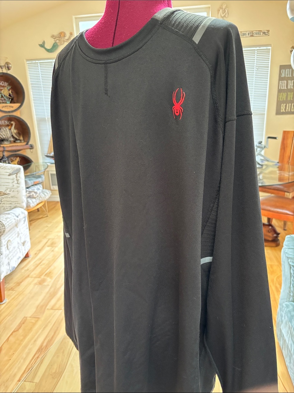 Spyder Black Long-Sleeve Performance Shirt with Red Logo